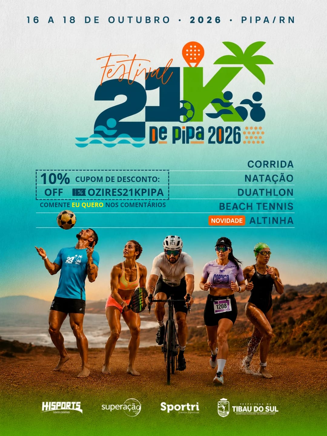 Banner da prova Festival 21K de Pipa 2026