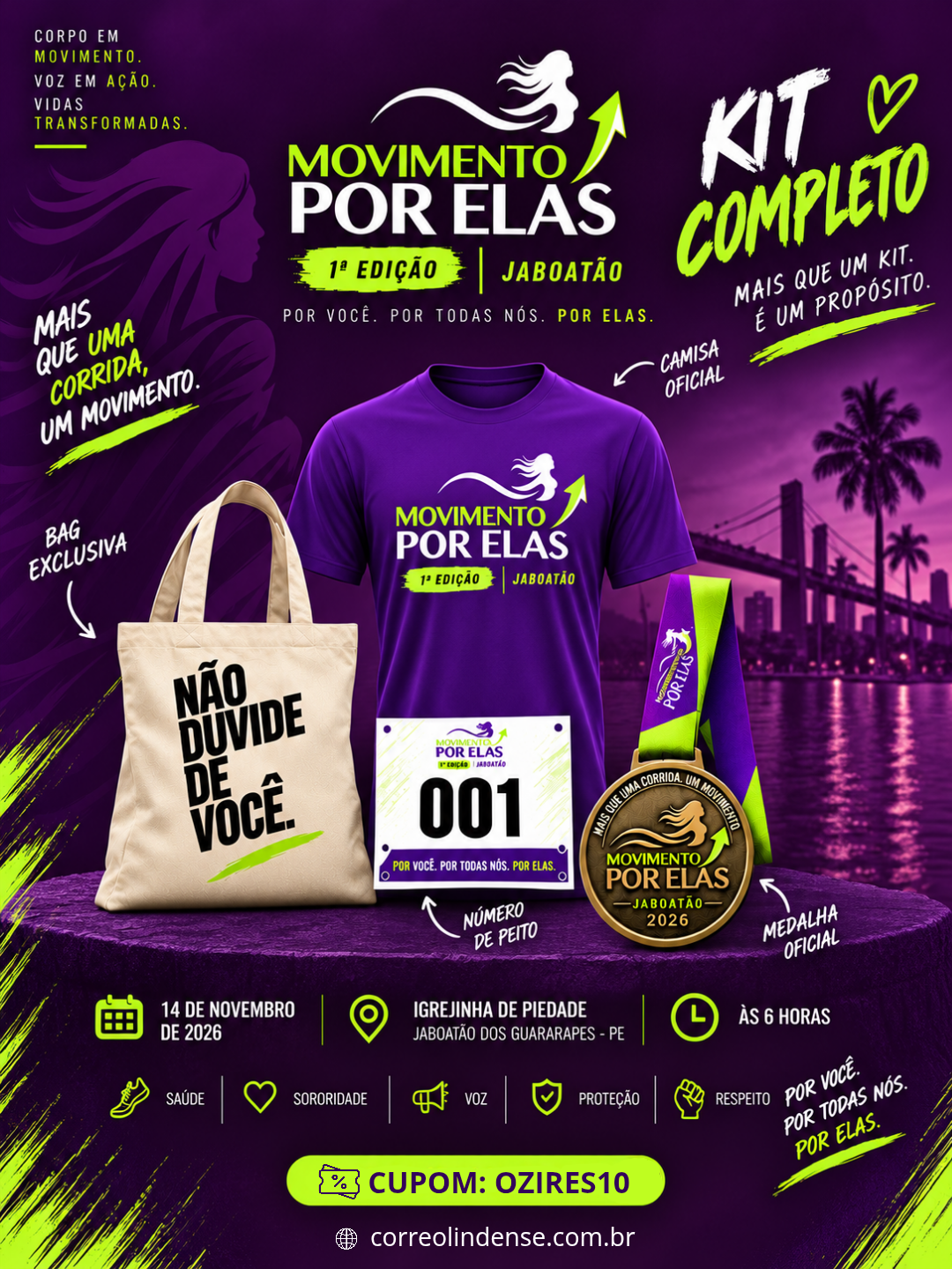 Banner da prova 1ª EDIÇÃO — MOVIMENTO POR ELAS — JABOATÃO