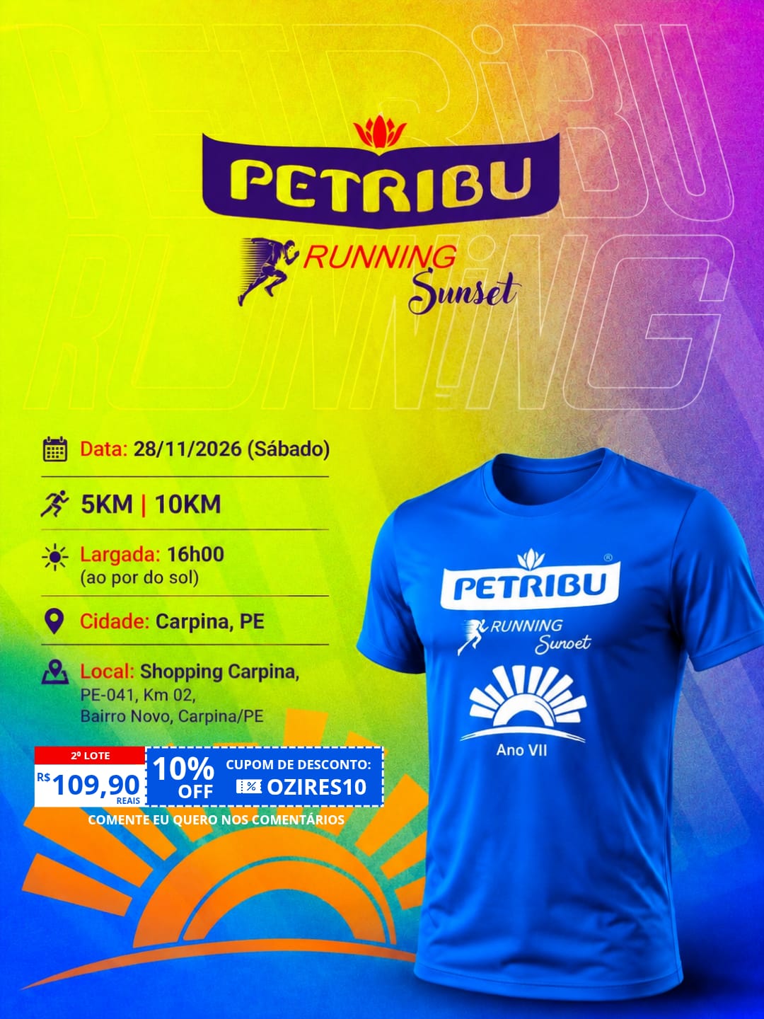 Banner da prova Petribu Running Sunset • Ano VII