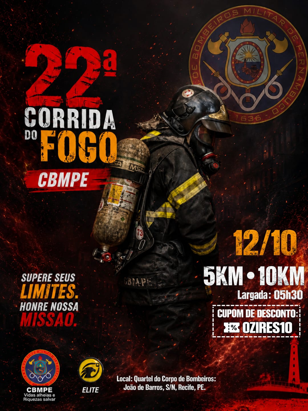 Banner da prova 22ª Corrida do Fogo e Corrida do Foguinho
