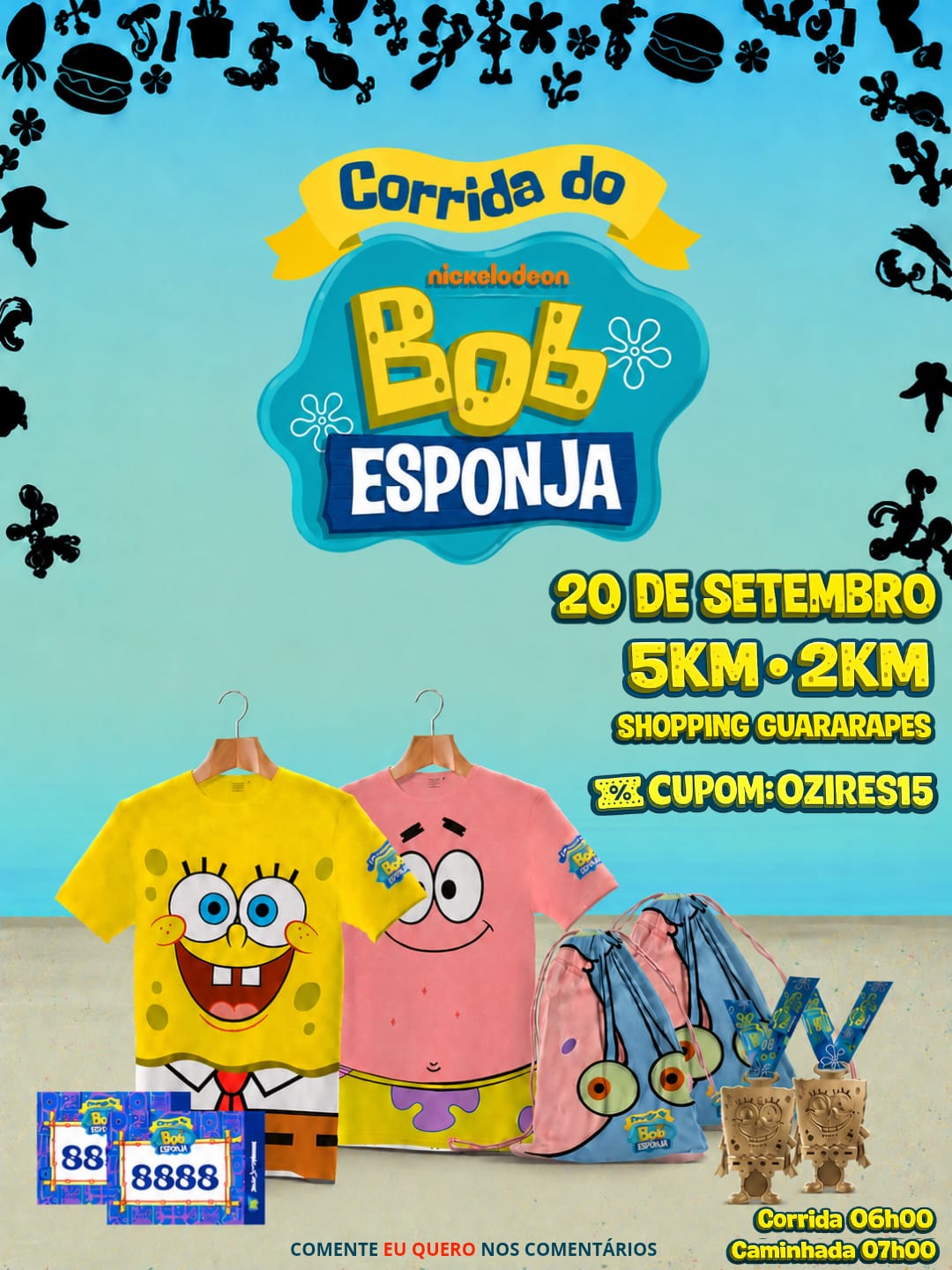 Banner da prova Corrida Bob Esponja | Recife-PE