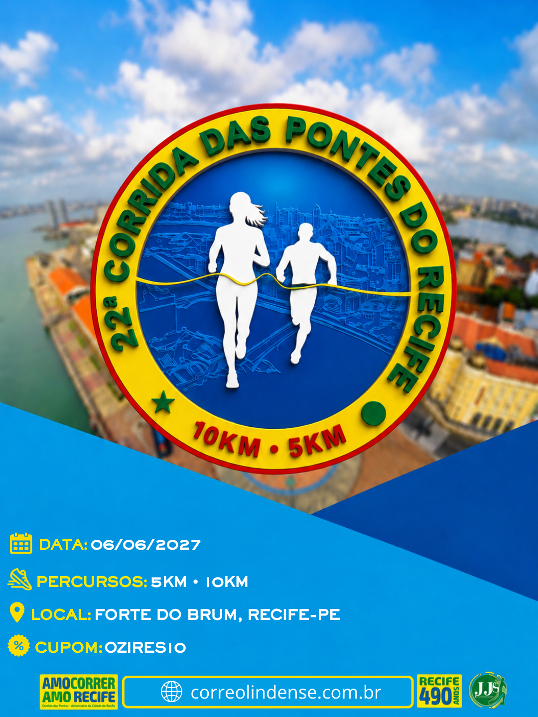 Banner da prova 22ª Corrida das Pontes do Recife 2027